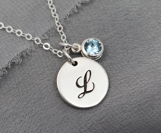 Custom Initial Necklace, Birthstone Jewelry, Personalized Gift for Mom
