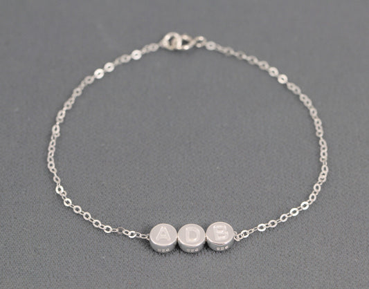 Initial Bracelet Personalized Gift for Mom in Sterling Silver