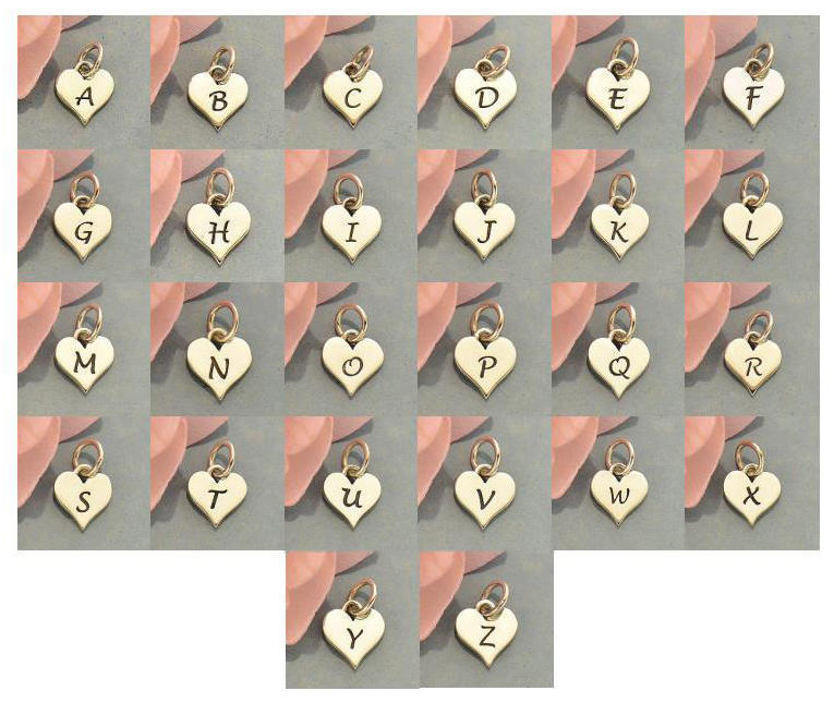 Sterling Silver Heart Chart for Letter Options