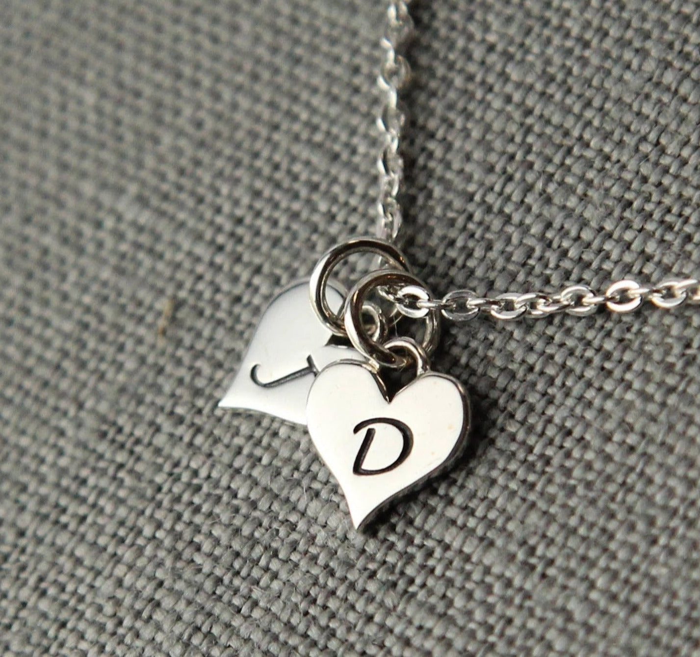 Personalized Necklace for Girlfriend, Couples Jewelry with Initials in Sterling Silver