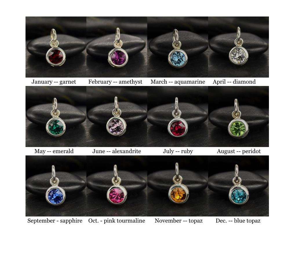 Sterling Silver birthstones in Swarovski crystal