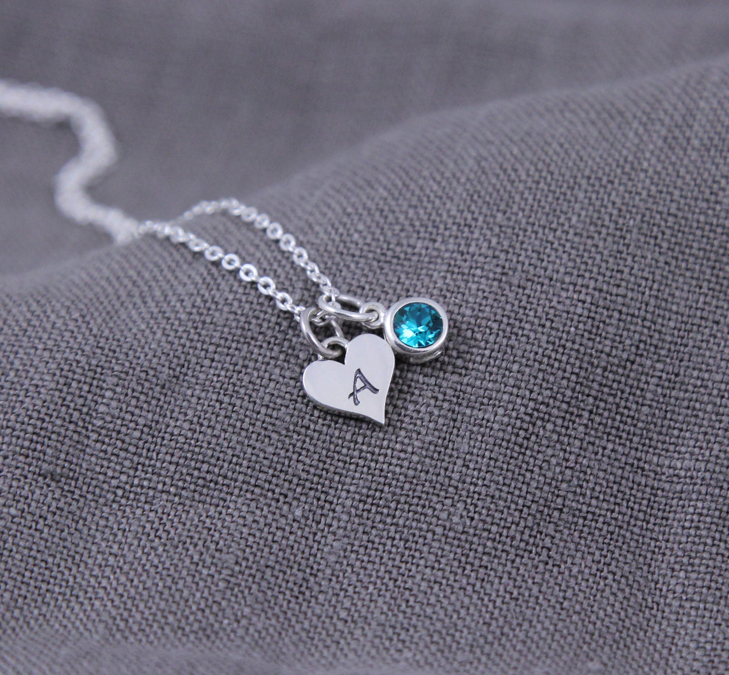 Heart Initial & Birthstone Necklace, New Mom Gift