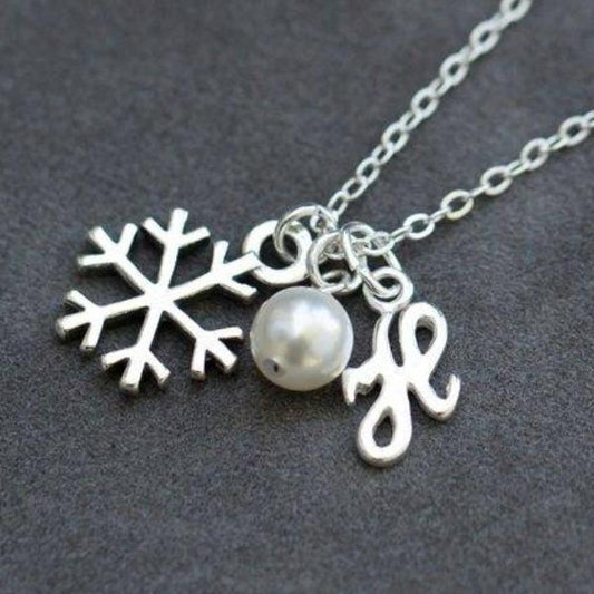 personalized snowflake necklace, sterling silver bridemsaid jewelry