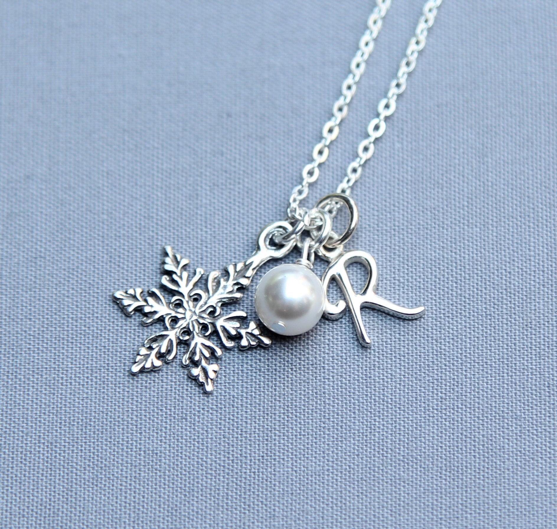 Custom Snowflake pendant with Initial