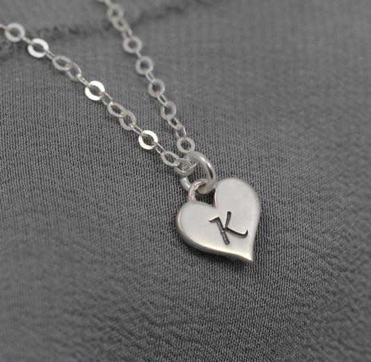 Sterling Heart Initial, personalized charm necklace