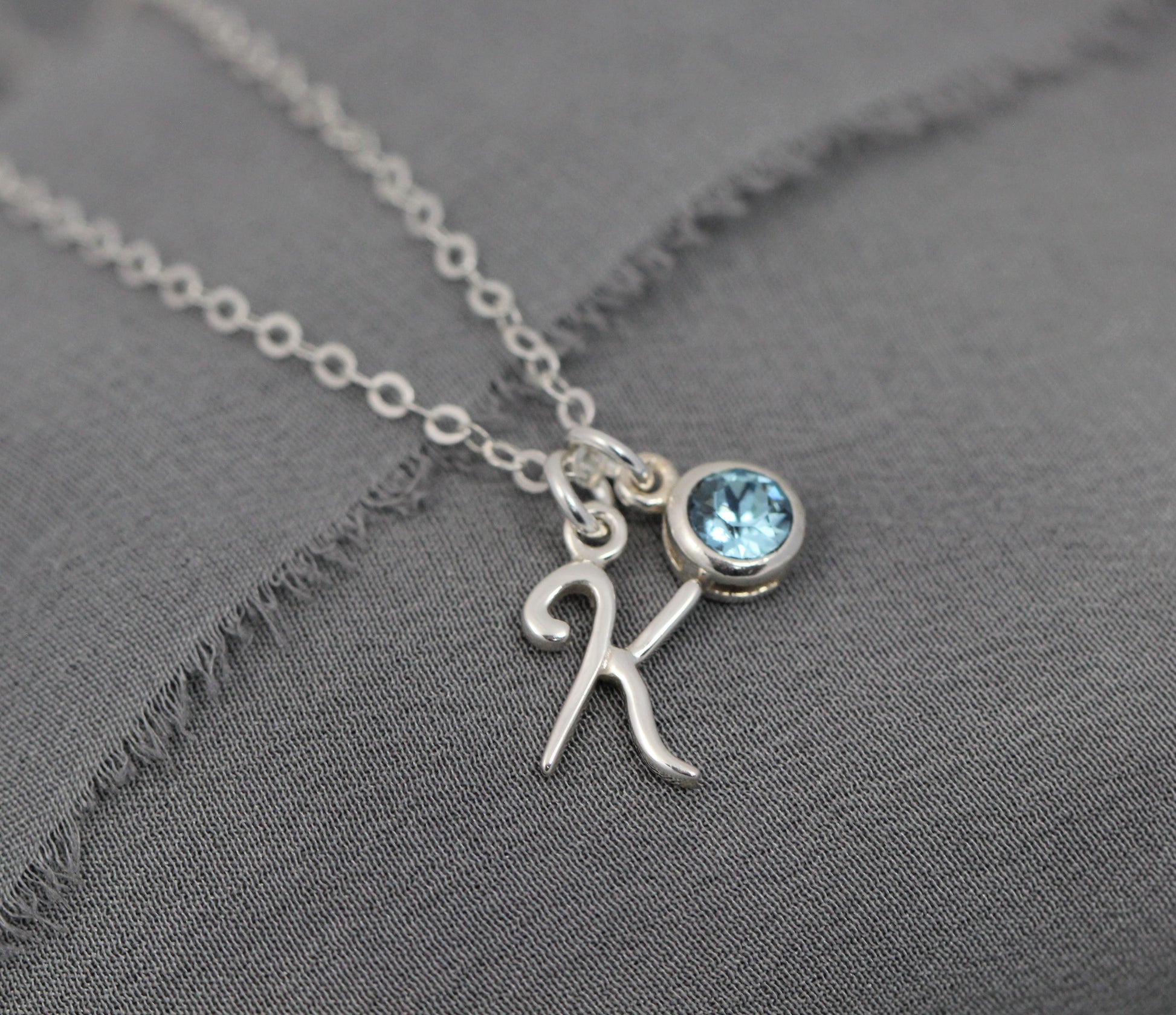 personalized letter necklace with birthstone