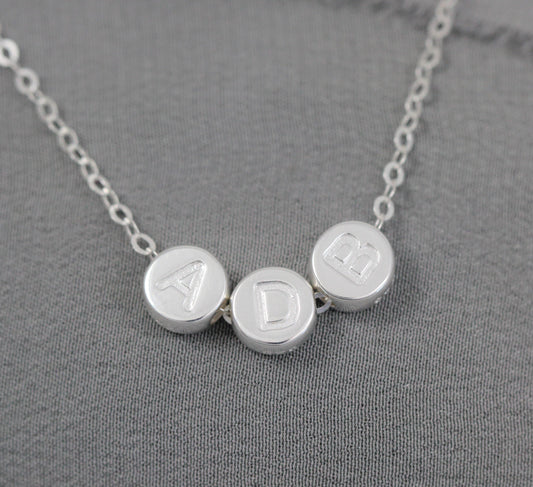 Mom Necklace Personalized with Initials, Sterling Silver Jewelry