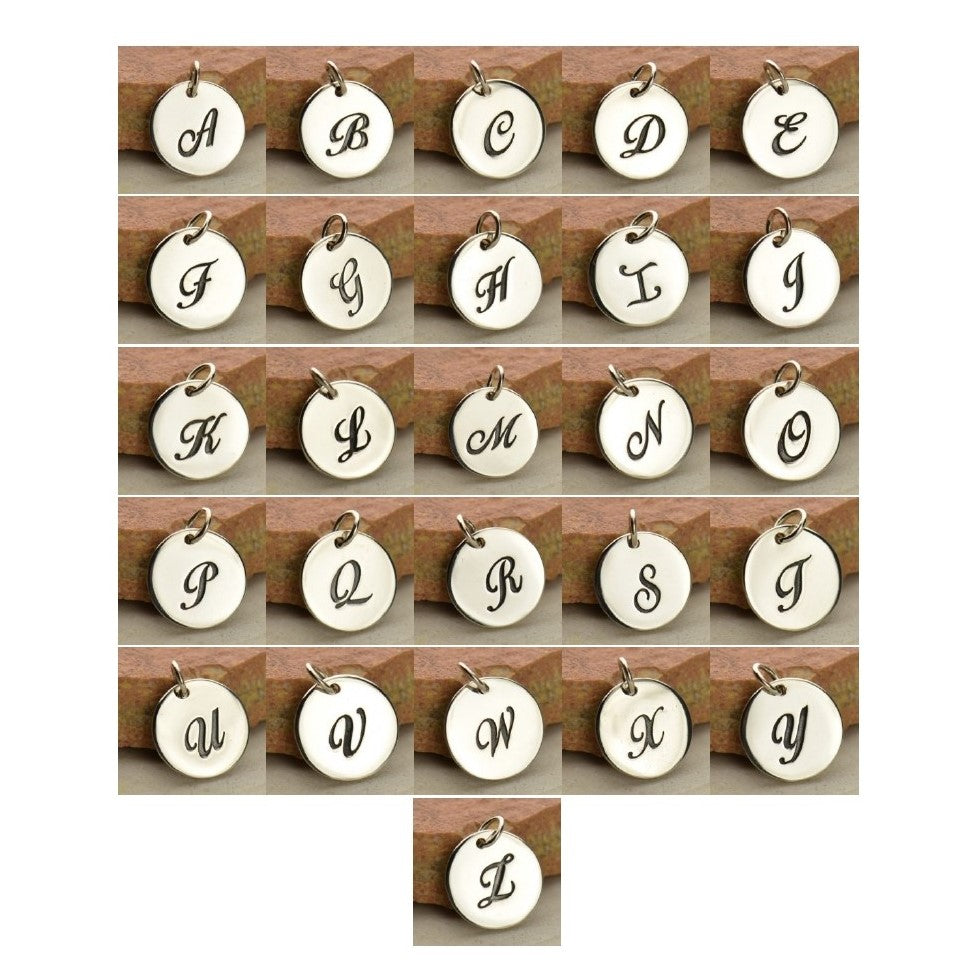 cursive initial chart for disc charms