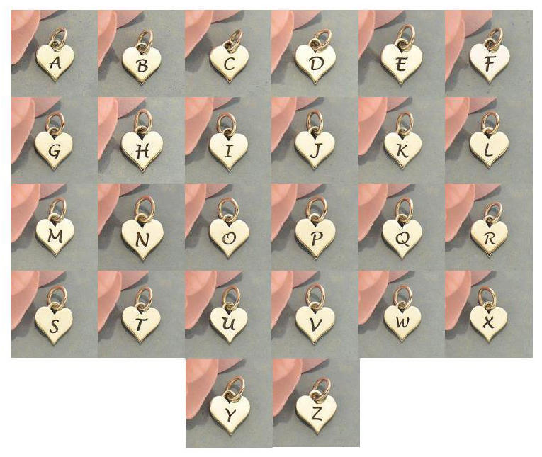 Sterling Silver Heart Initial Letter Chart