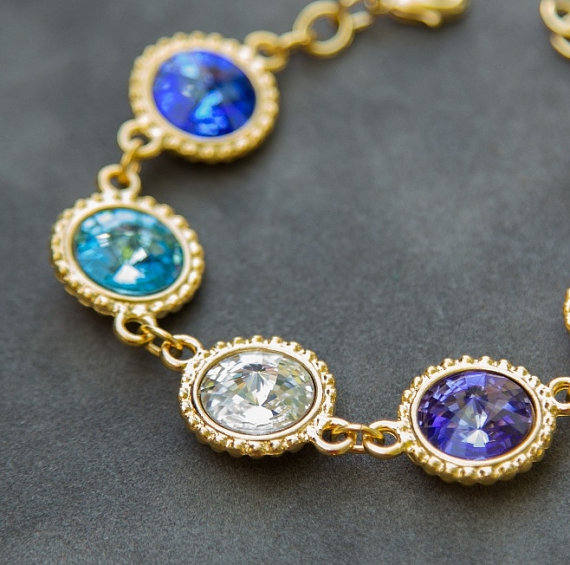 Gold Grandmother's Bracelet, Birthstone Jewelry