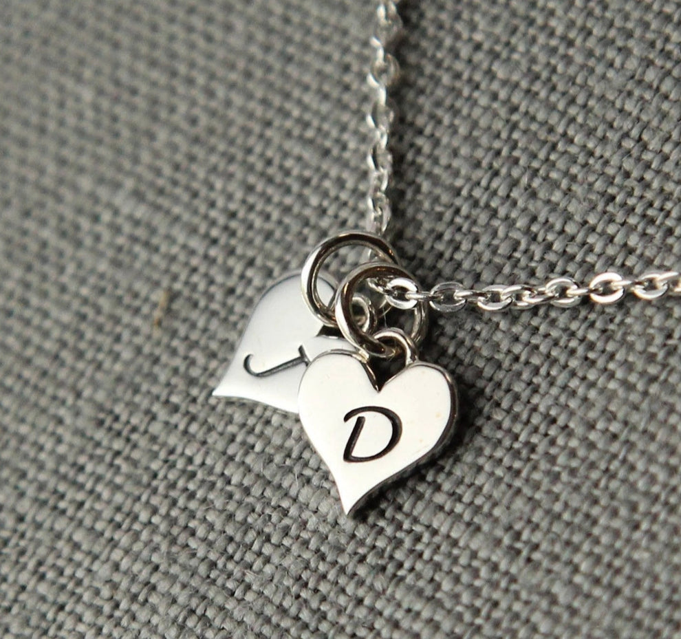 Personalized Necklace for Girlfriend, Couples Jewelry with Initials in