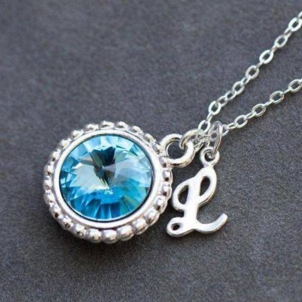 Initial Necklace for Mom, Personalized Birthstone Jewelry