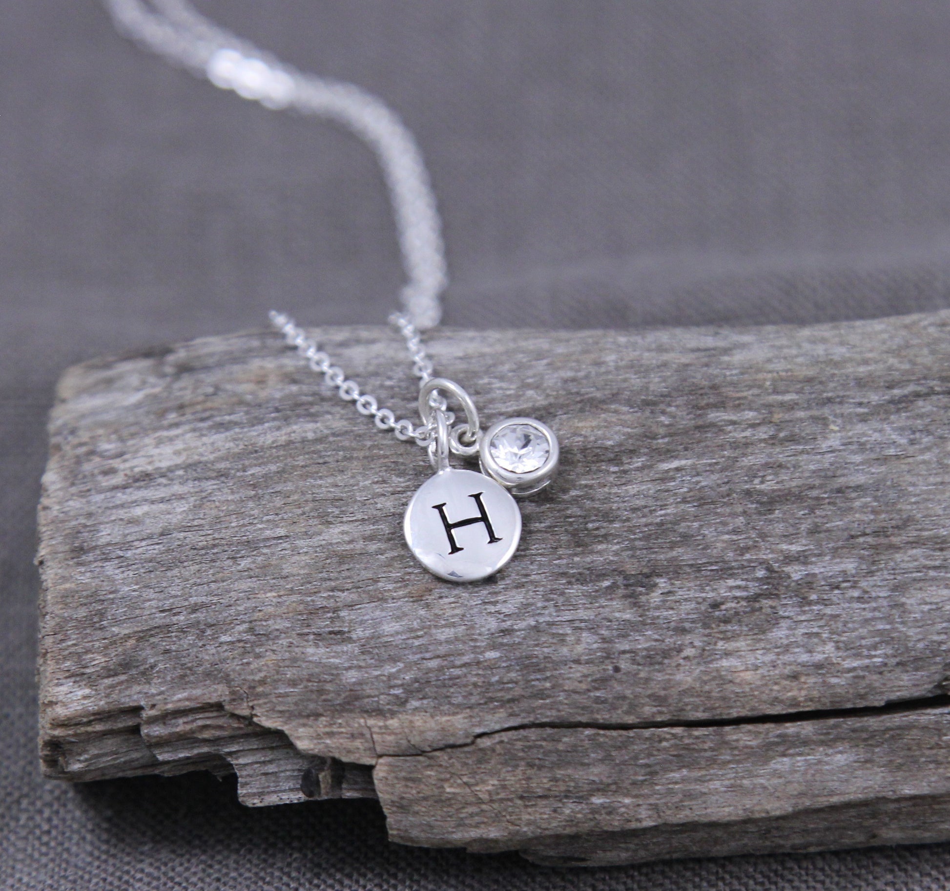 Custom birthstone and initial necklace, new mom gift