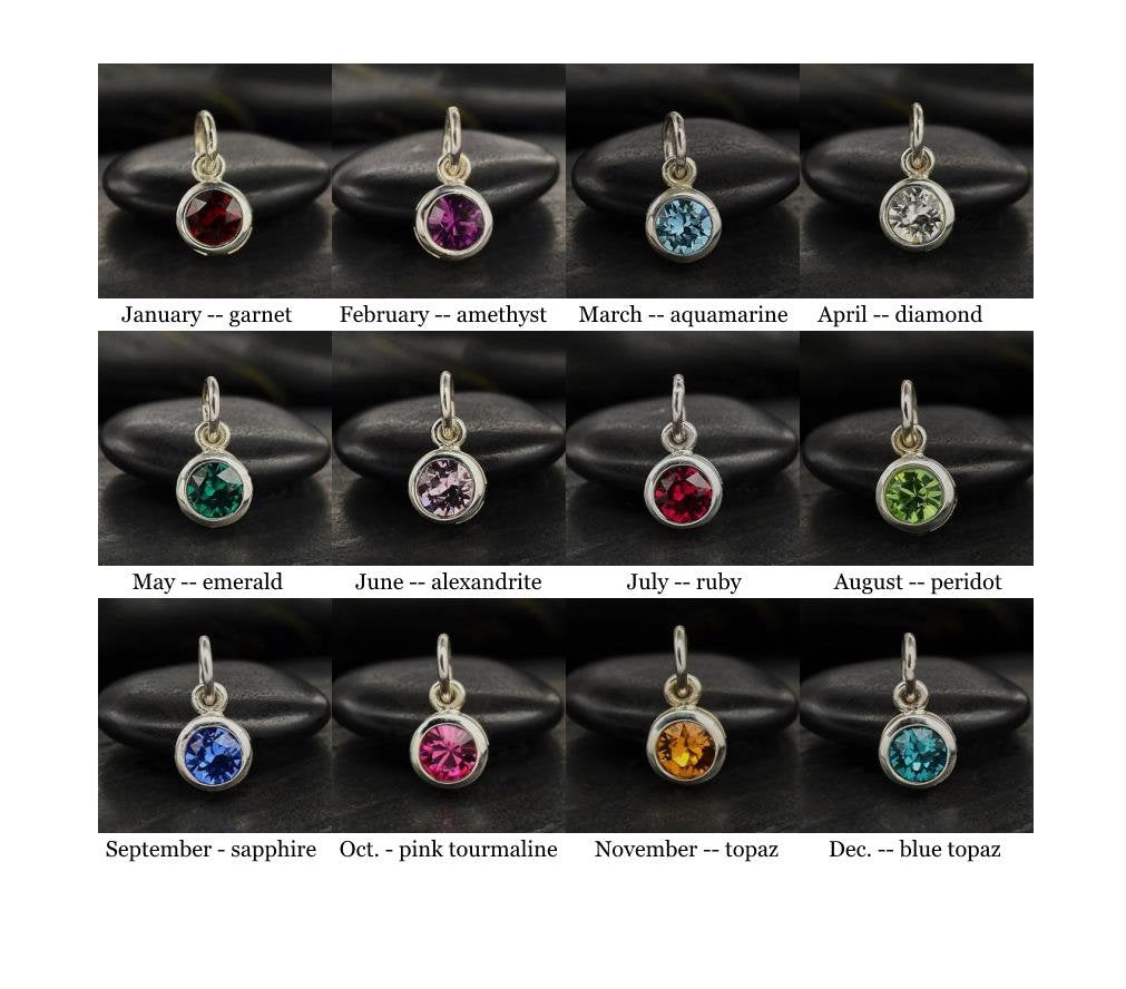 Sterling Silver birthstone color chart