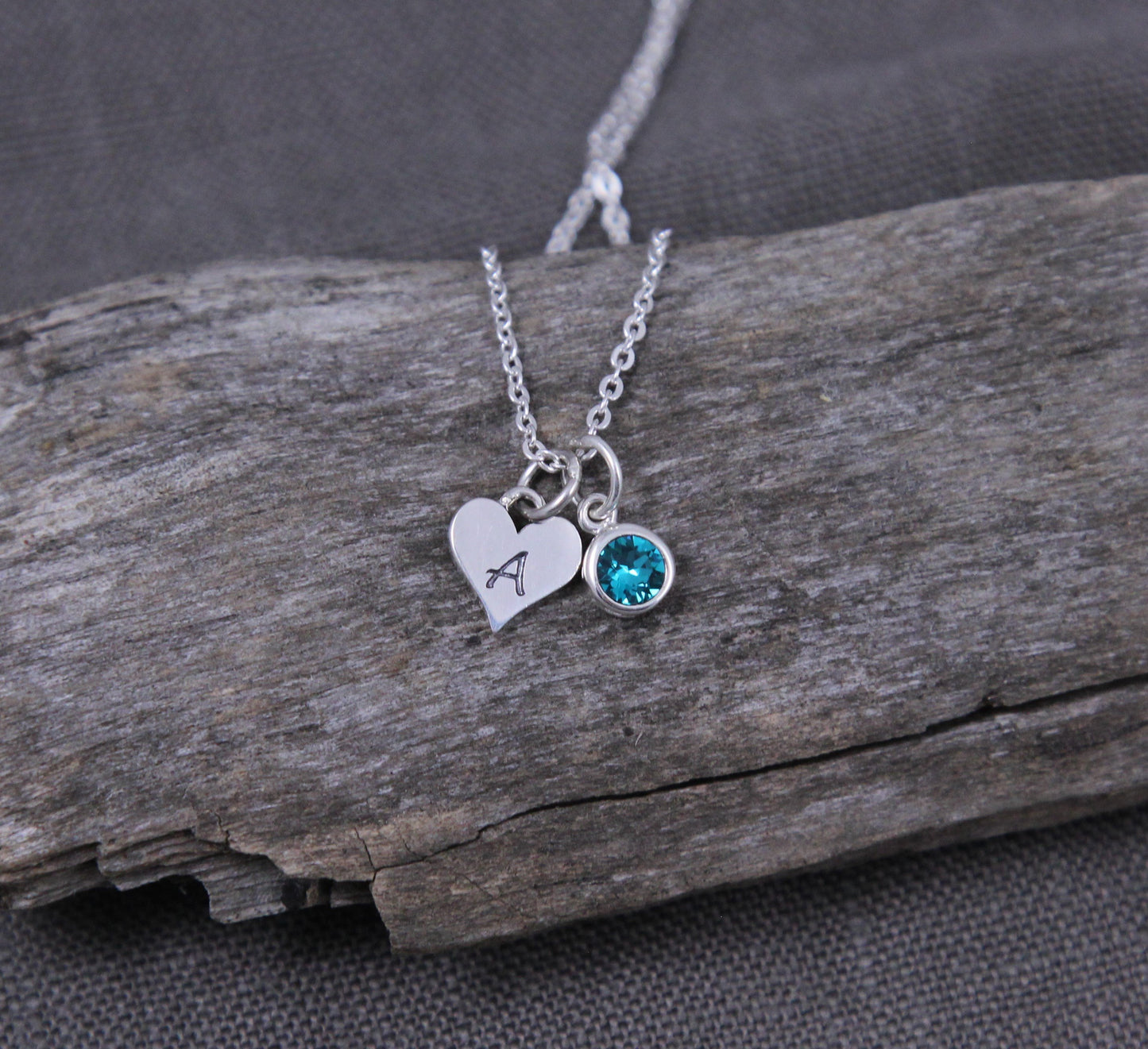 Personalized Gift for Mom, Heart Birthstone & Initial Necklace