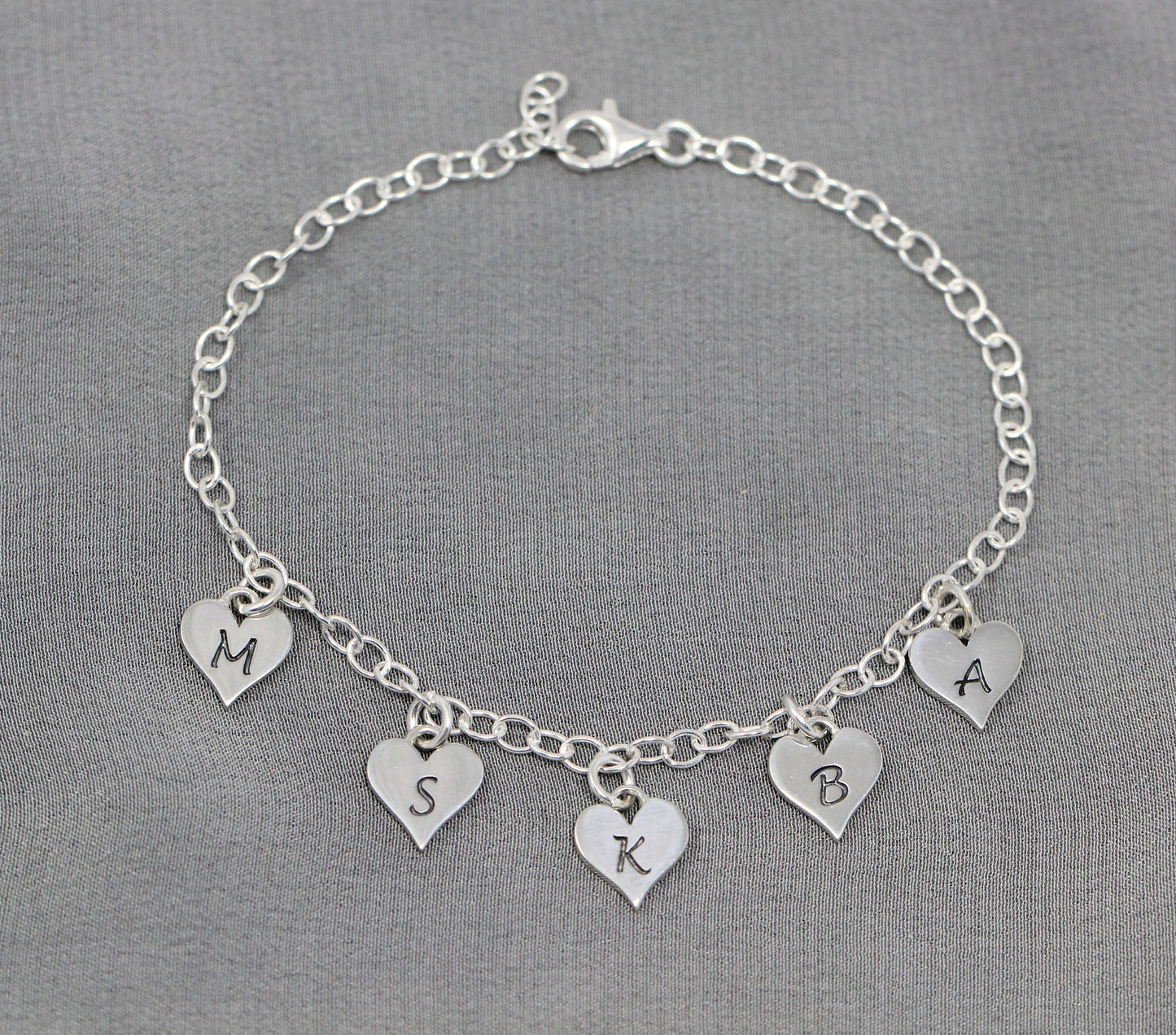 Grandmother bracelet with heart charms and initials