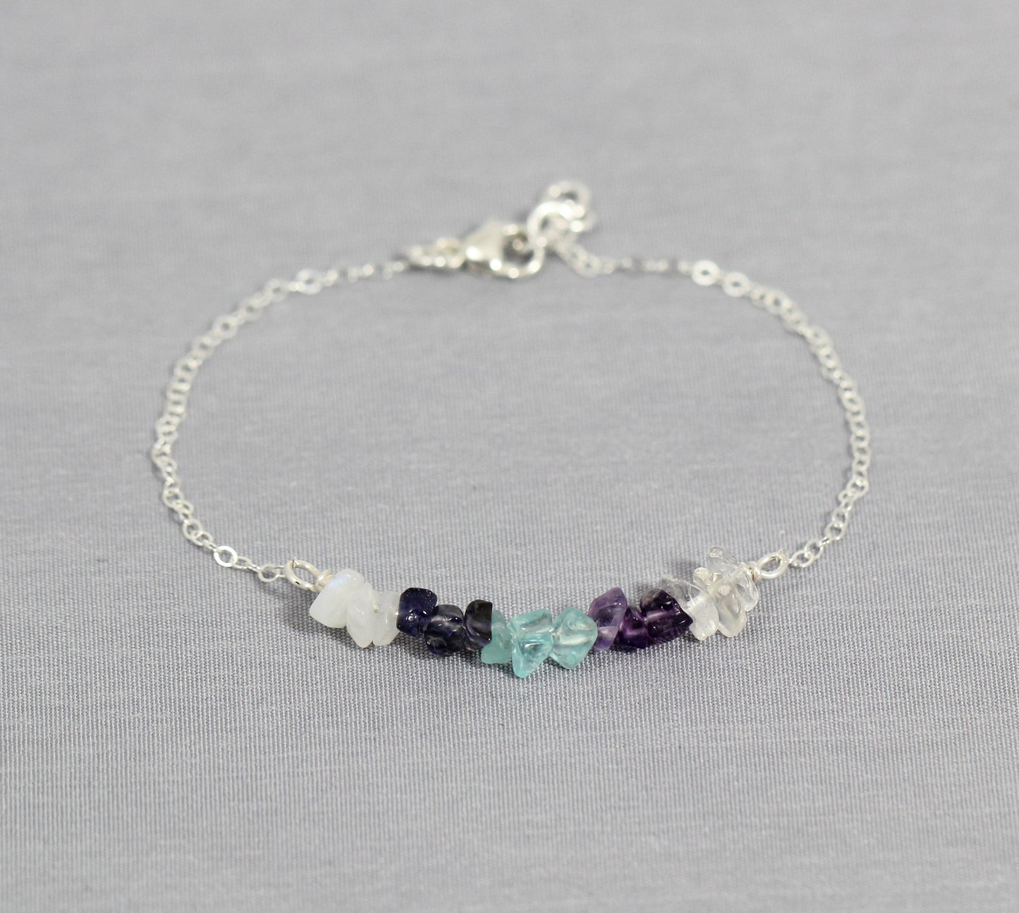  Birthstone Bracelet in Silver, Gold, Rose Gold, with Gemstones